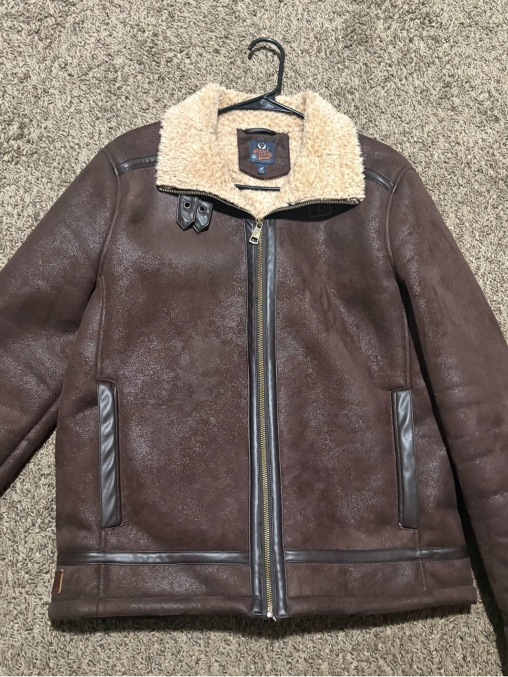 Moonshine Spirit Men’s Sherpa Lined Faux Leather Jacket